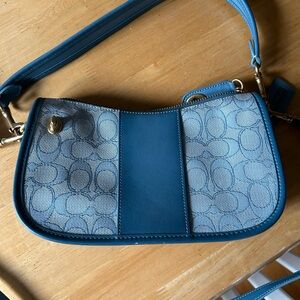 Coach Signature Jacquard Swinger Bag, Leather Trim, Removable Handles